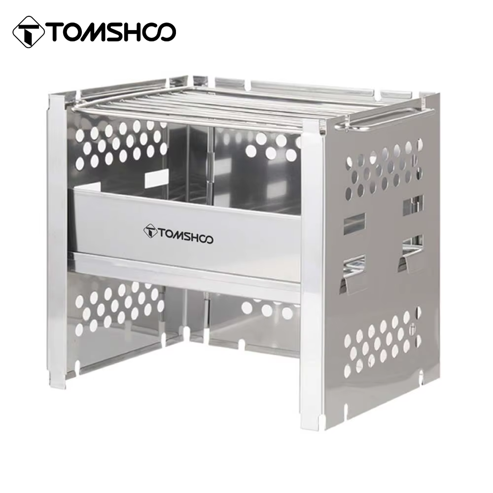 Tomshoo Camping en plein air poêle à bois W Barbecue gril Portable