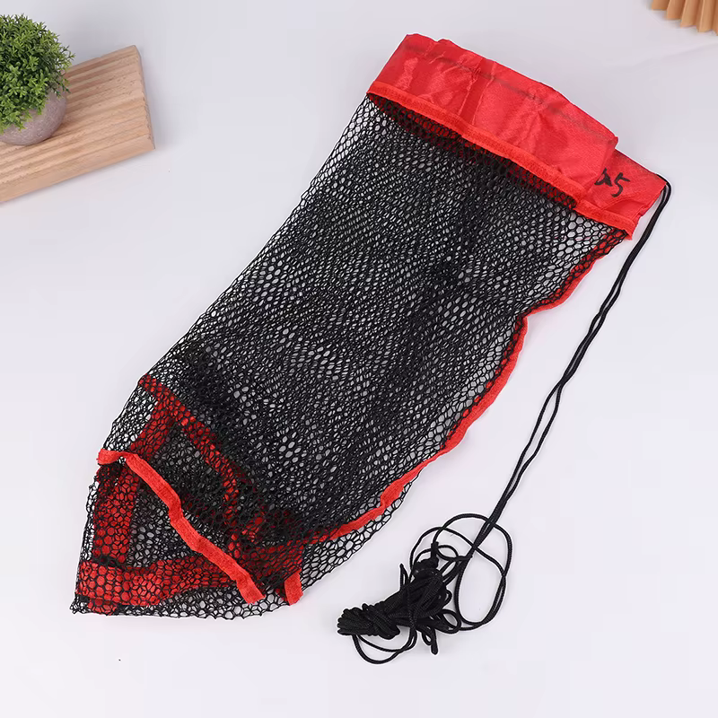 Epuisette de pêche, sac de collecte avec ficelle de proximité, portable, pliant, UNIS issement, petite grille, sac en filet, équipement de pêche