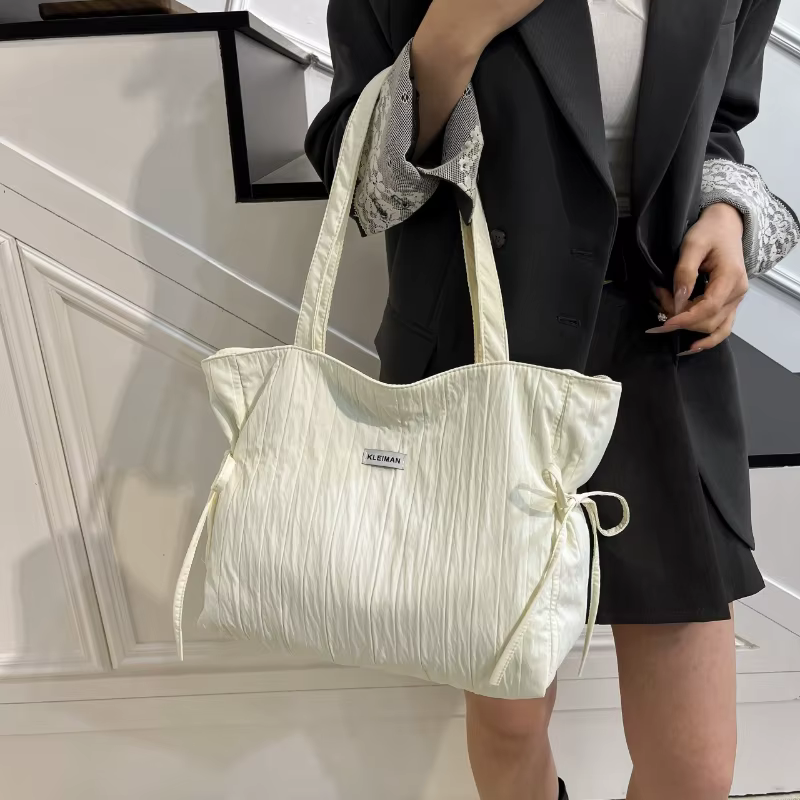 Sac à bandoulière pour femme, style coréen, sac en toile décontracté, sac fourre-tout pliable de style étranger pour femme, sac à bandoulière polyvalent grande capacité