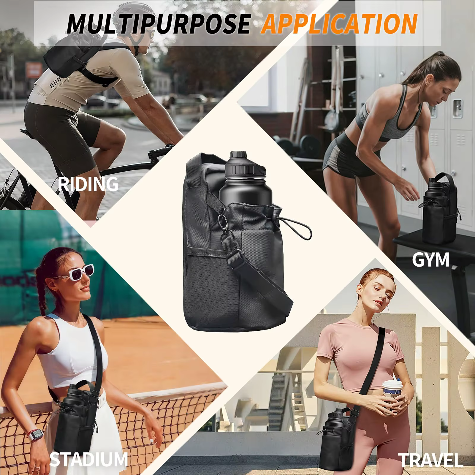 Sac de sport magnétique avec 3 aimants pour femmes et hommes, porte-bouteille magnétique avec sangle et poche pour téléphone