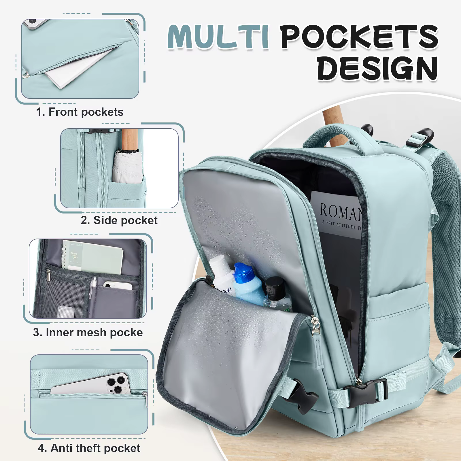 Sac à dos extérieur multifonction sac à dos de voyage de grande capacité pour femmes hommes