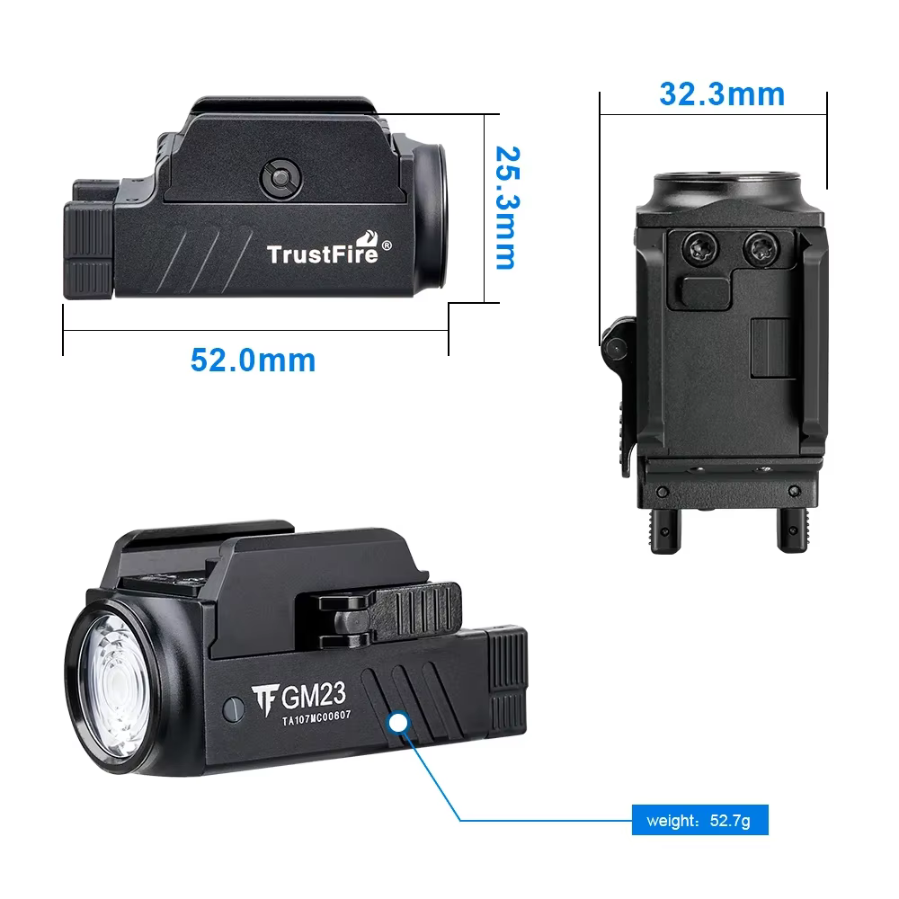 Olla fire-Mini lampe de poche LED, lampe torche aste USB compacte, dégagement rapide, GM23, 800 lumens, DulWeapon, Gl0ck