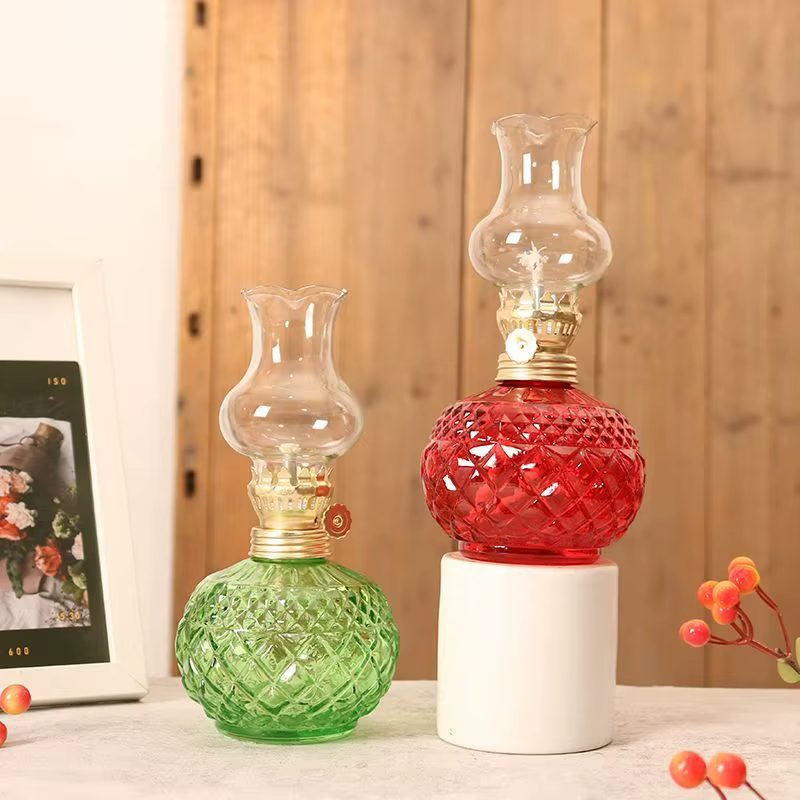 Lanterne à huile vintage en verre, lampe de table décorative, ornement pour mariage, fête, salon, cadeau de pendaison de crémaillère