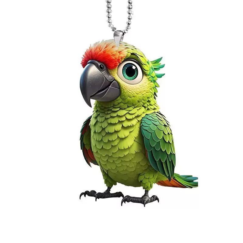 Nouveau charmant acrylique 2D plat Pigeon perroquet oiseau voiture rétroviseur sac à dos porte-clés pendentif drôle Animal bijoux accessoire