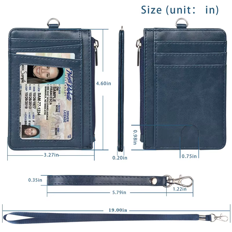 Porte-badge personnalisable en cuir PU avec cordon, porte-cartes zippé de luxe, accessoire professionnel pour soignants