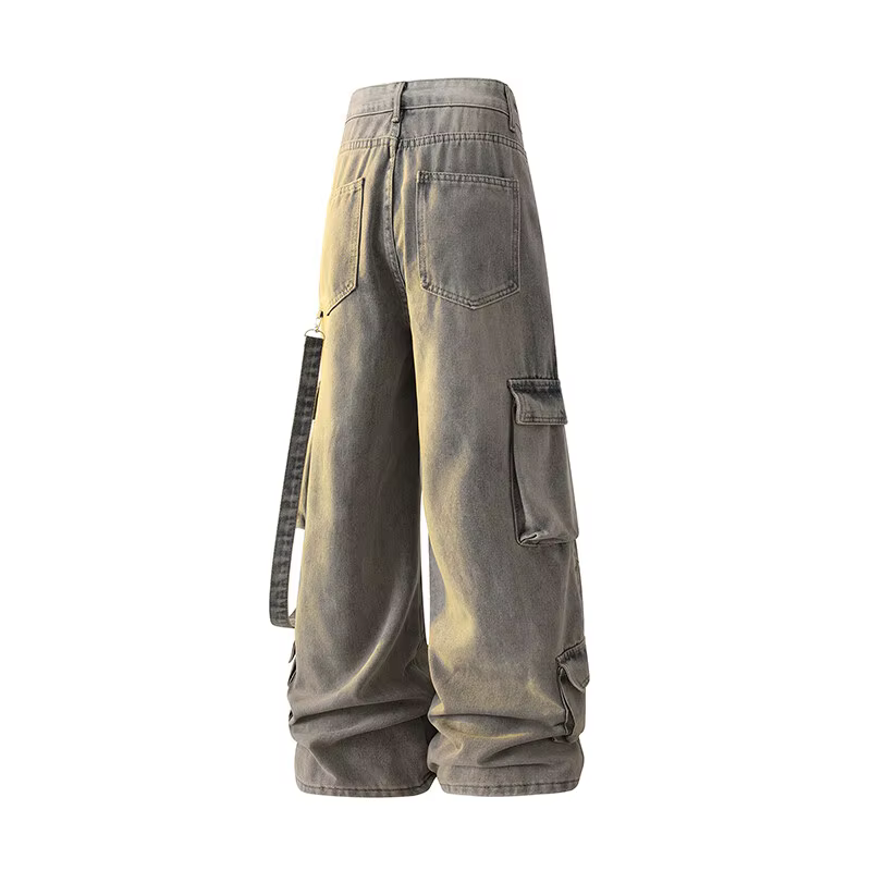 Guitar ANS-Pantalon cargo taille haute pour femme, jean taille haute, jean baggy, jambe large, design multi-poches, haute qualité, nouveau, 2022