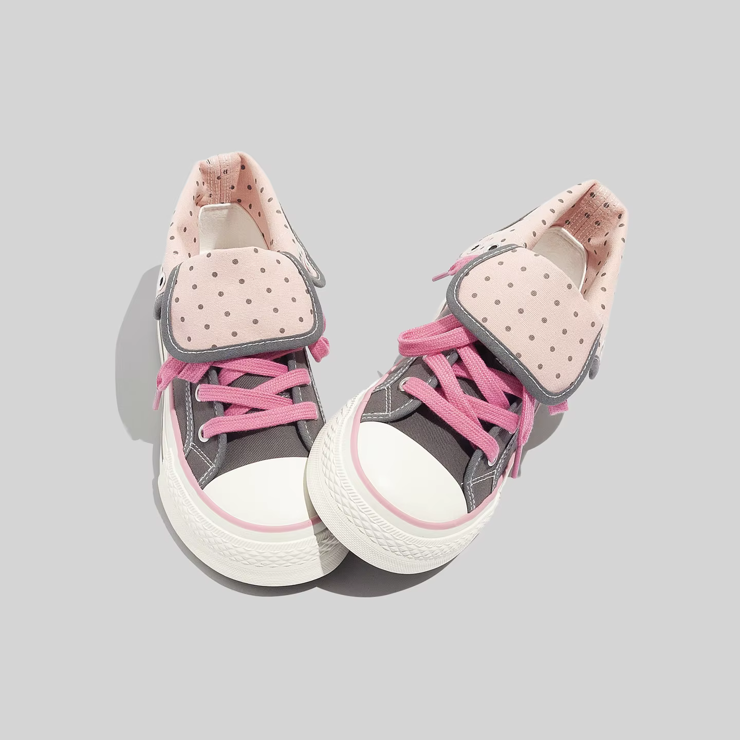 Belle 2026 Chaussures en toile de printemps à pois mode pour femme, montantes, polyvalentes, à plateforme et semelle épaisse rehaussante, décontractées