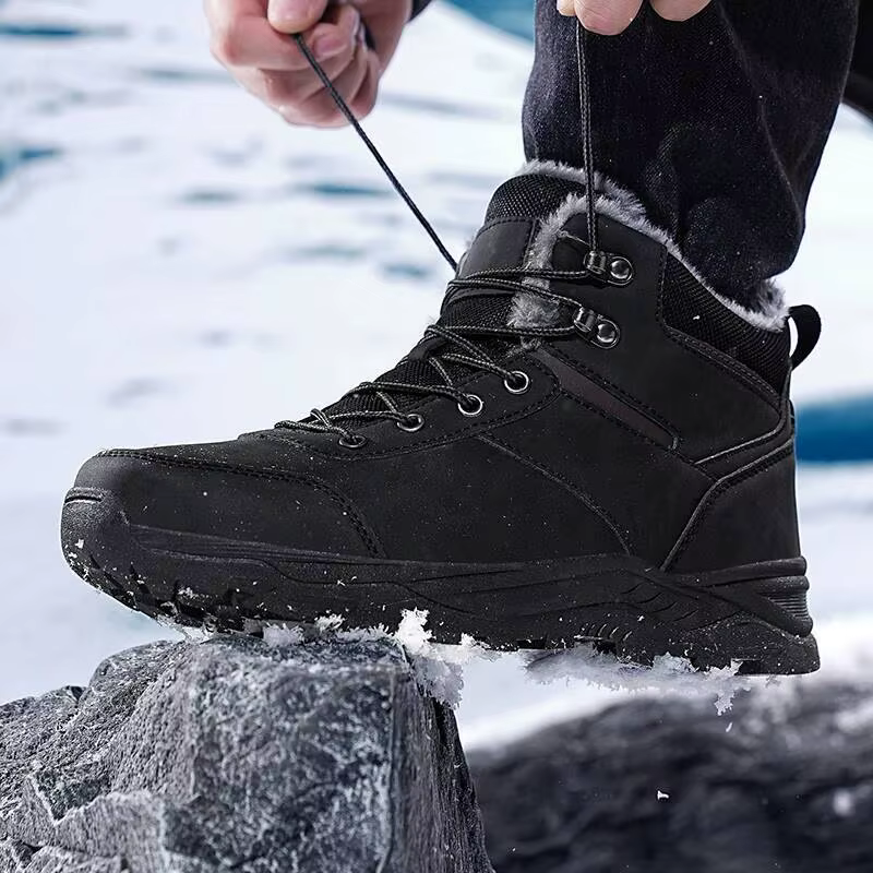 Bottes de neige montantes à semelles épaisses doublées de polaire pour hommes, chaussures de randonnée en plein air, bottes de chasse, bottes de randonnée, nouvelle collection automne et hiver