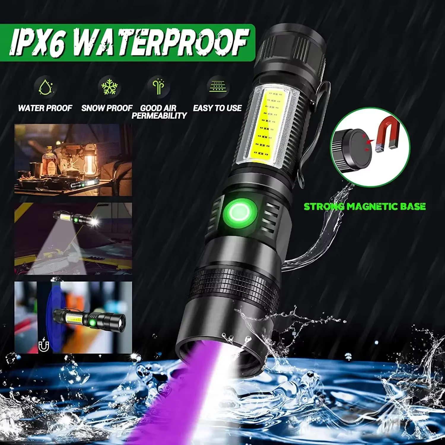 Lampe torche LED UV haute puissance rechargeable par USB