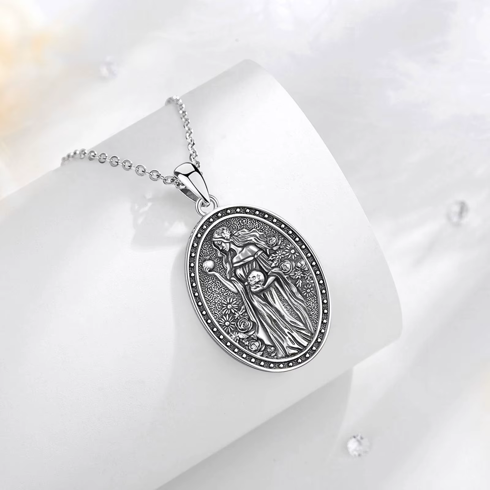 Eudora 925 argent Sterling déesse sombre Persephone collier grenade crâne pendentif mythologie grecque Wicca bijoux femmes cadeau