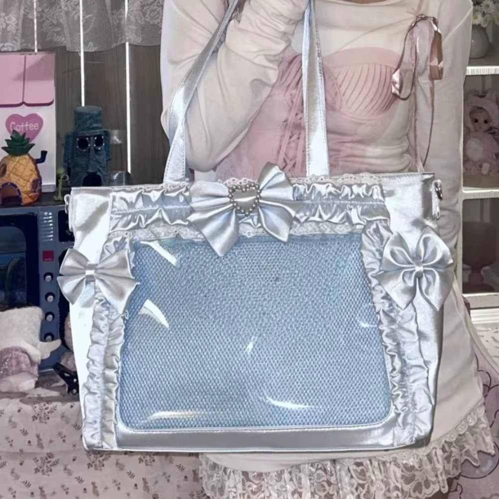 Nouveau sac à bandoulière Ulzzang Ita Bag pour fille, style doux et cool, avec nœud en dentelle et ruban, pour uniforme JK, sac fourre-tout portable Y2K pour exposition de bandes dessinées