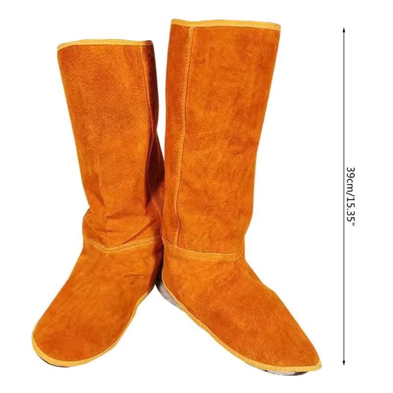 Guêtres de soudage en cuir 15 ''Couvre-chaussures Protection des outils de travail Couvre-pieds de soudeur