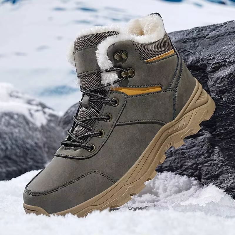 Bottes de neige montantes à semelles épaisses doublées de polaire pour hommes, chaussures de randonnée en plein air, bottes de chasse, bottes de randonnée, nouvelle collection automne et hiver