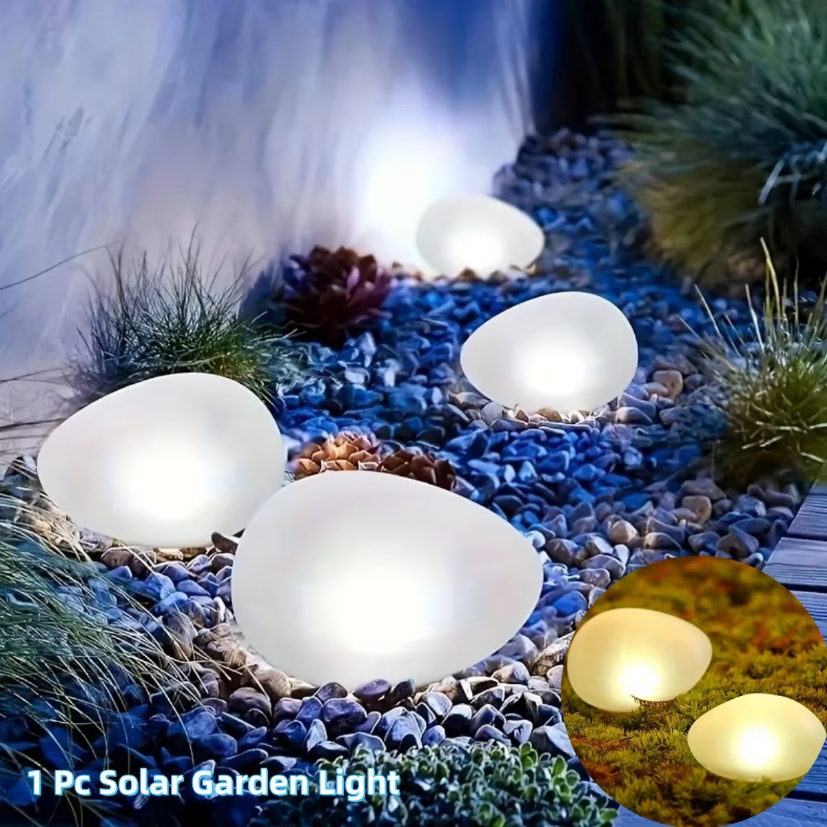 Lampe solaire au sol en verre dépoli