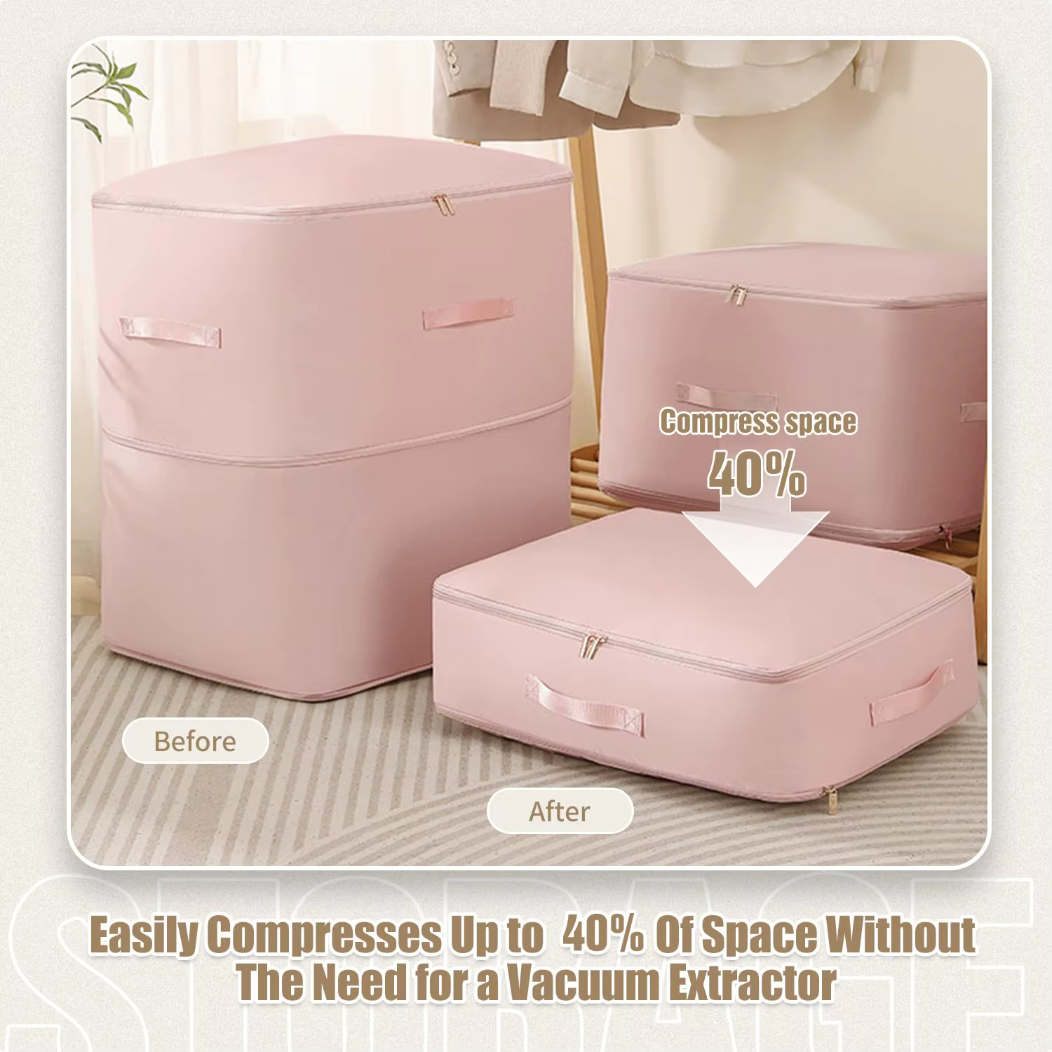 Sac de rangement auto-compressible pour couette