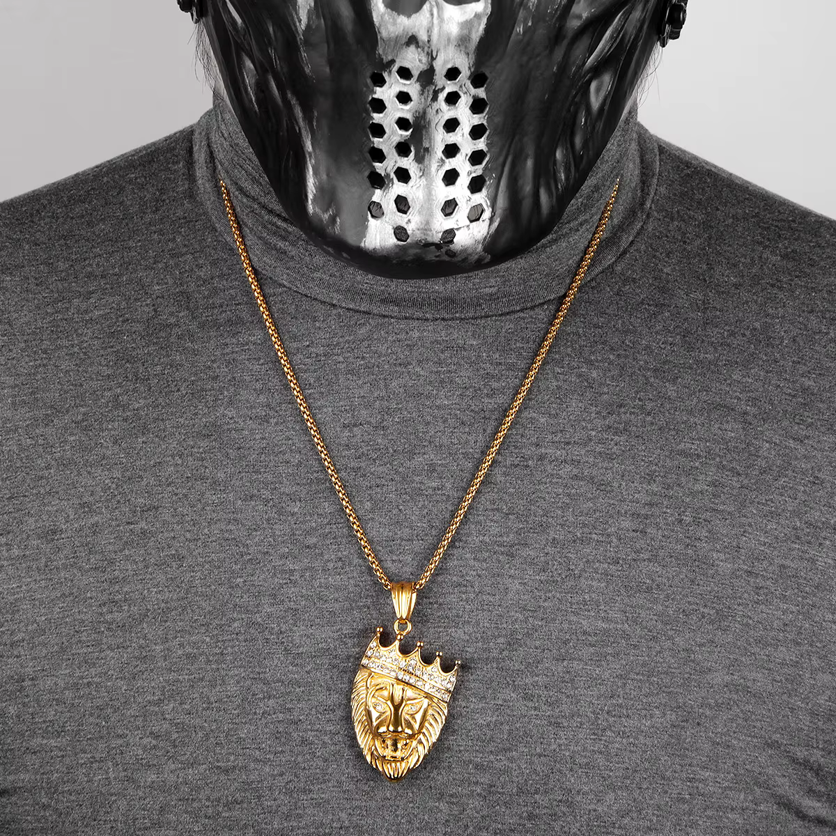 Colliers de luxe King Animal pour hommes, PmotJOHip Hop, bijoux masculins en acier inoxydable, cadeau de créativité, vente en gros, longue présidence
