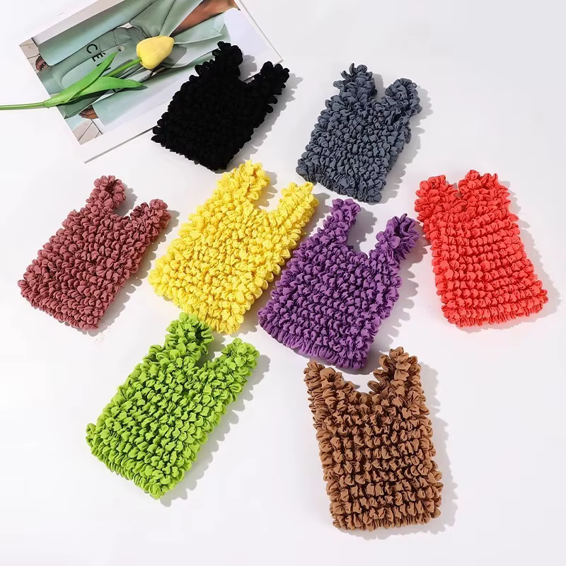 Sac de courses élastique ananas, sac fourre-tout plissé extensible magique, grande capacité, sac à bulles esthétique pour les courses