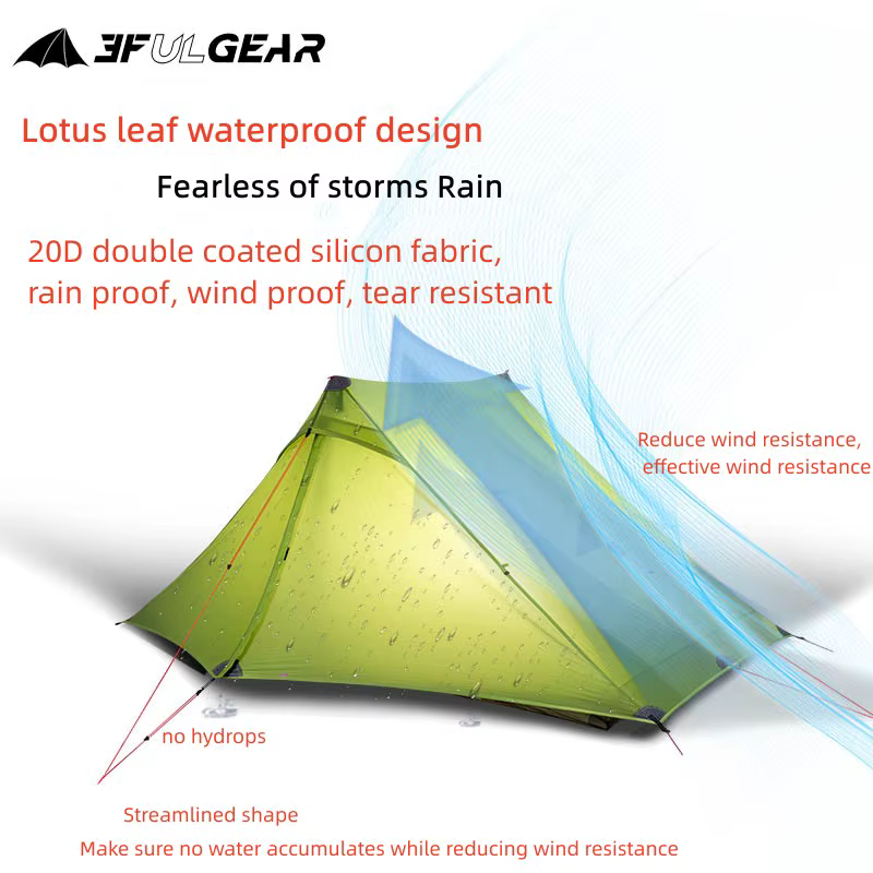 3F UL GEAR-Tente de camping ultralégère en nylon argenté Lanshan 2pro