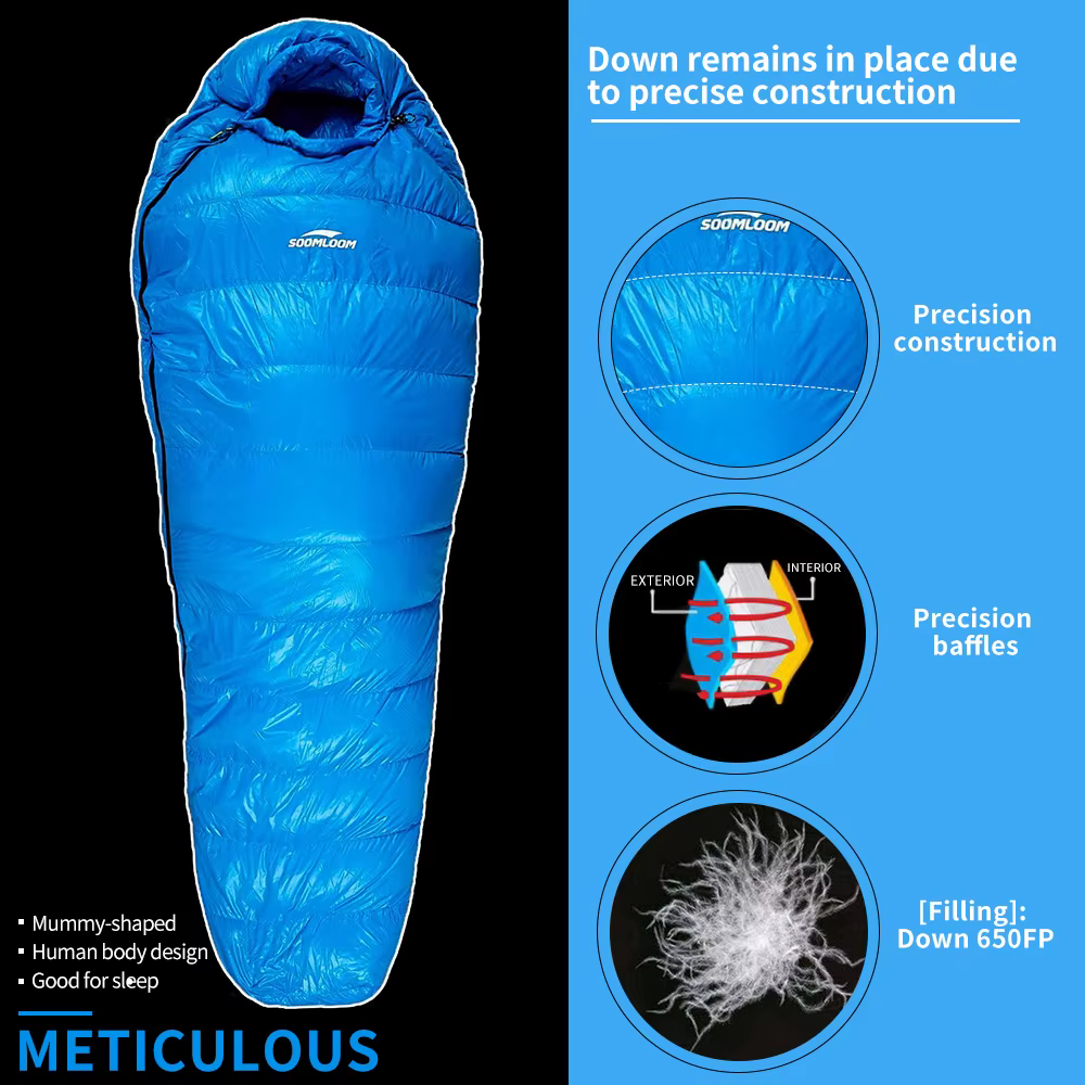Soomloom garder au chaud en duvet rempli adulte momie Style sac de couchage pour l'hiver en plein air Camping voyage