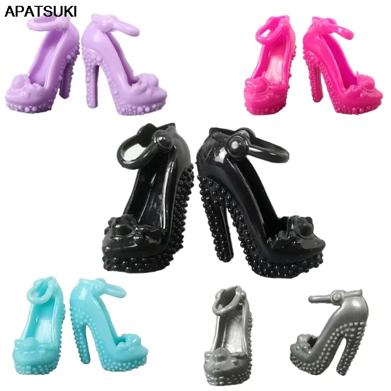 Chaussures à talons hauts de couleurs mélangées pour poupée Barbie, sandales, chaussures pour poupées BJD 1/6, accessoires pour poupées de 11.5 pouces, jouet, 5 paire/lot