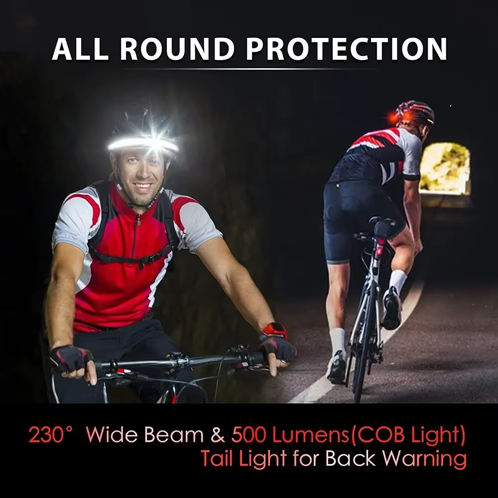 Lampe frontale Rechargeable 3 Modes d'éclairage COB avec feu rouge arrière