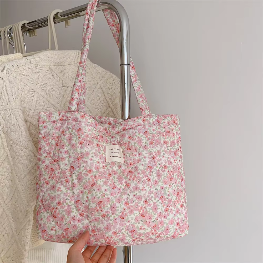Sac fourre-tout en coton fleuri pour femme, sac à main ChimChic, sac à poignée supérieure gonflé, sac matelassé, sacs shopper de créateur initiés