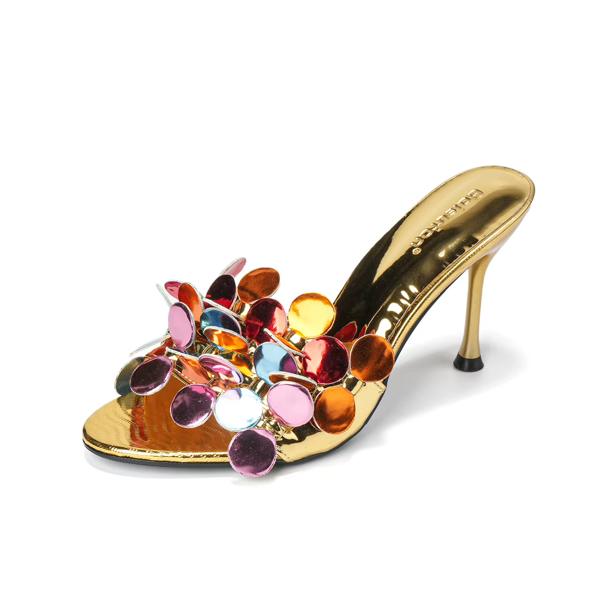 Sandales à talons hauts à bout ouvert à motif floral pour femmes