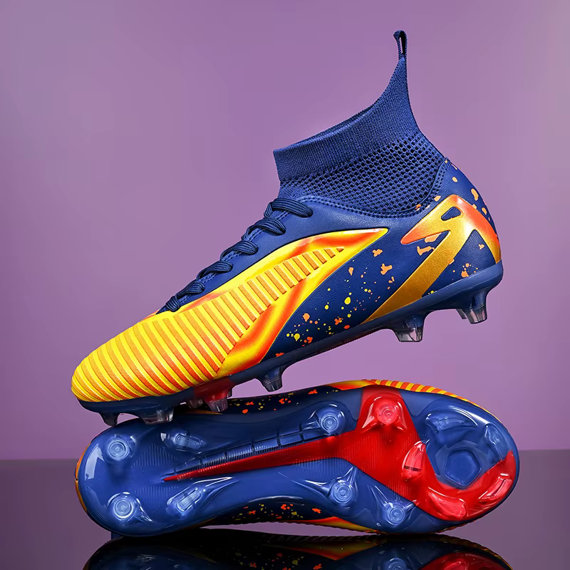 Nouvelles chaussures de football pour hommes, chaussures de sport, chaussures de futsal à cheville haute, chaussures de football de haute qualité, antidérapantes pour intérieur et extérieur, ultralégè