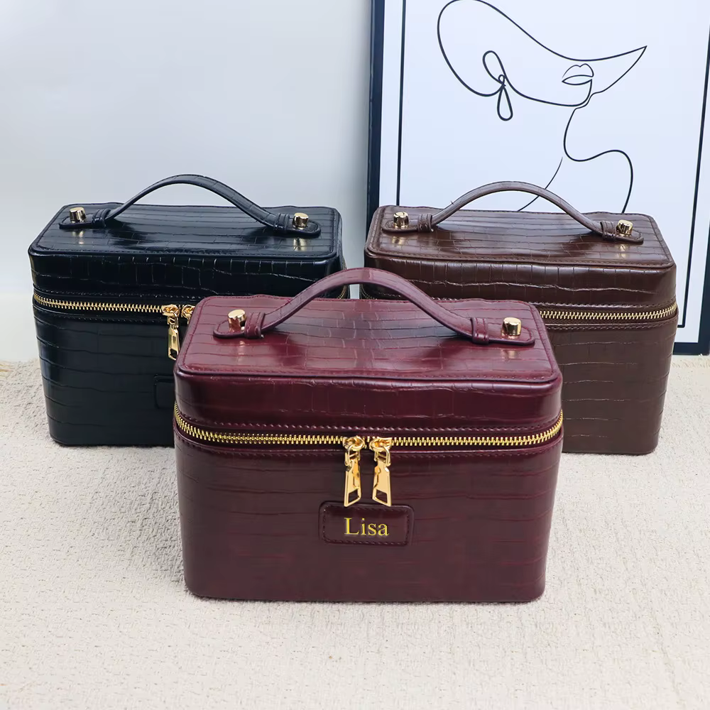 Sac de toilette de voyage personnalisé avec motif crocodile, sac de maquillage portable à suspendre, organiseur de cosmétiques pour femmes