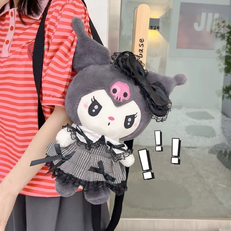 Sac à dos en peluche grande capacité My Melody Kuromi, sac à bandoulière Kawaii, sac d'école mignon, cadeau