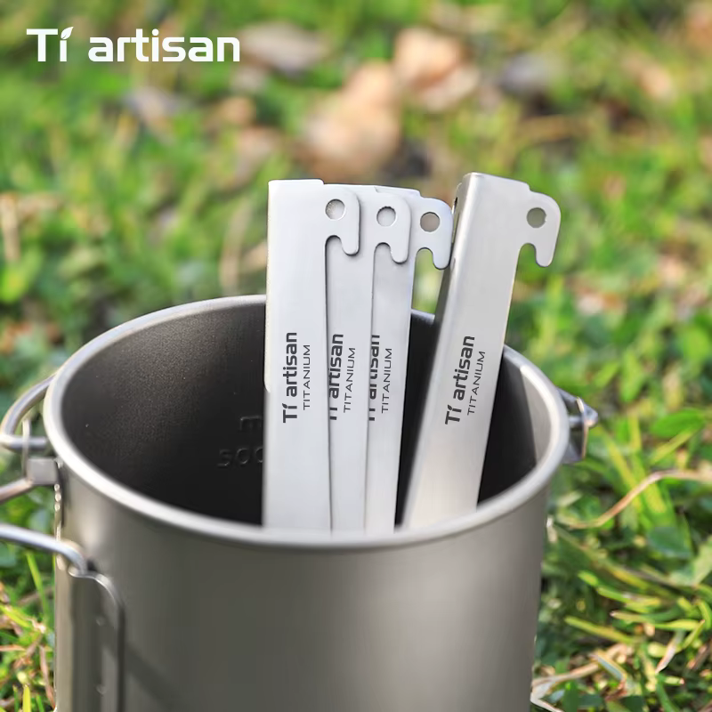 Tiartisan 6 pièces piquets de tente en forme de V en alliage de titane Camping en plein air clous de fixation robustes
