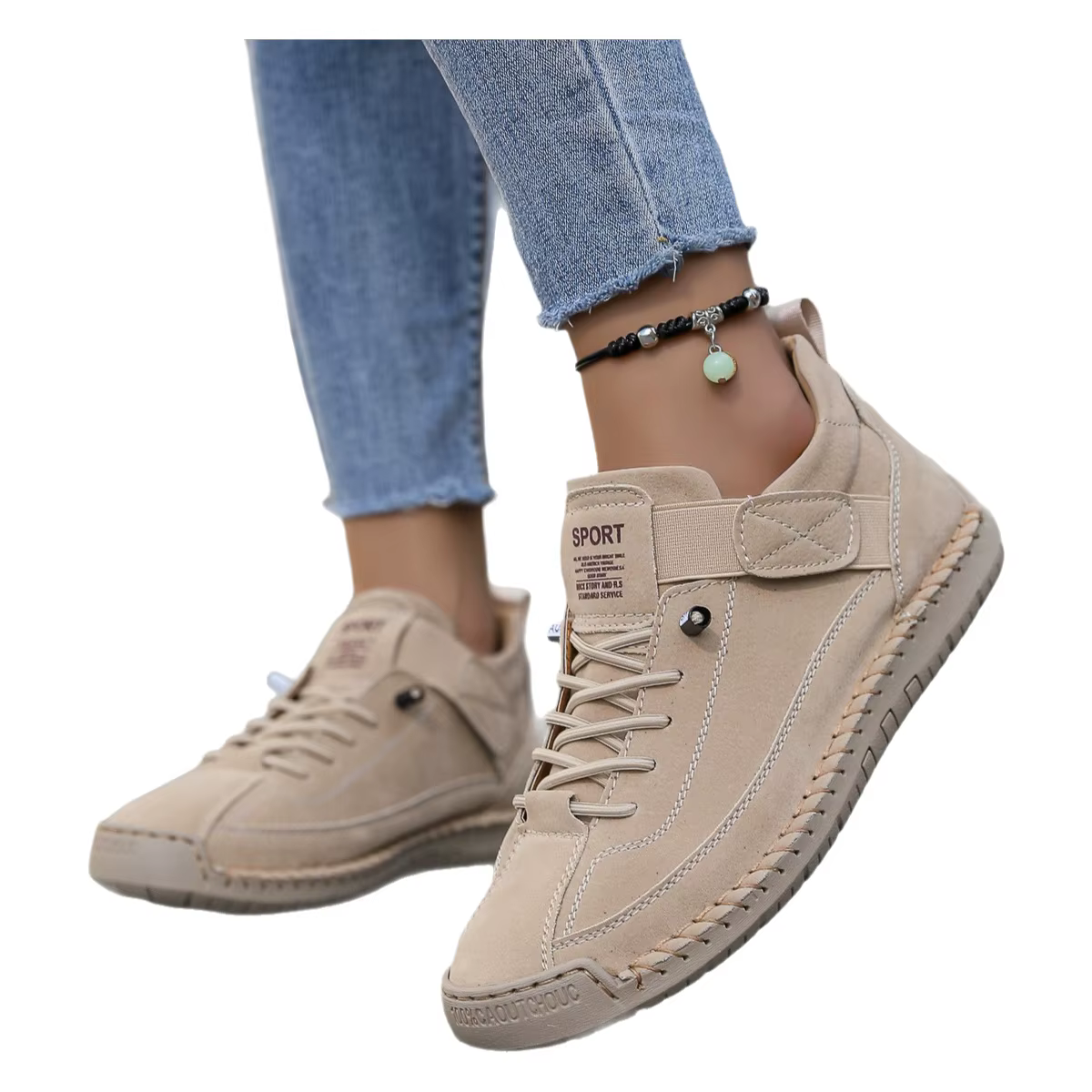 Chaussures de sport décontractées en cuir à bout bas et semelle plate pour femmes