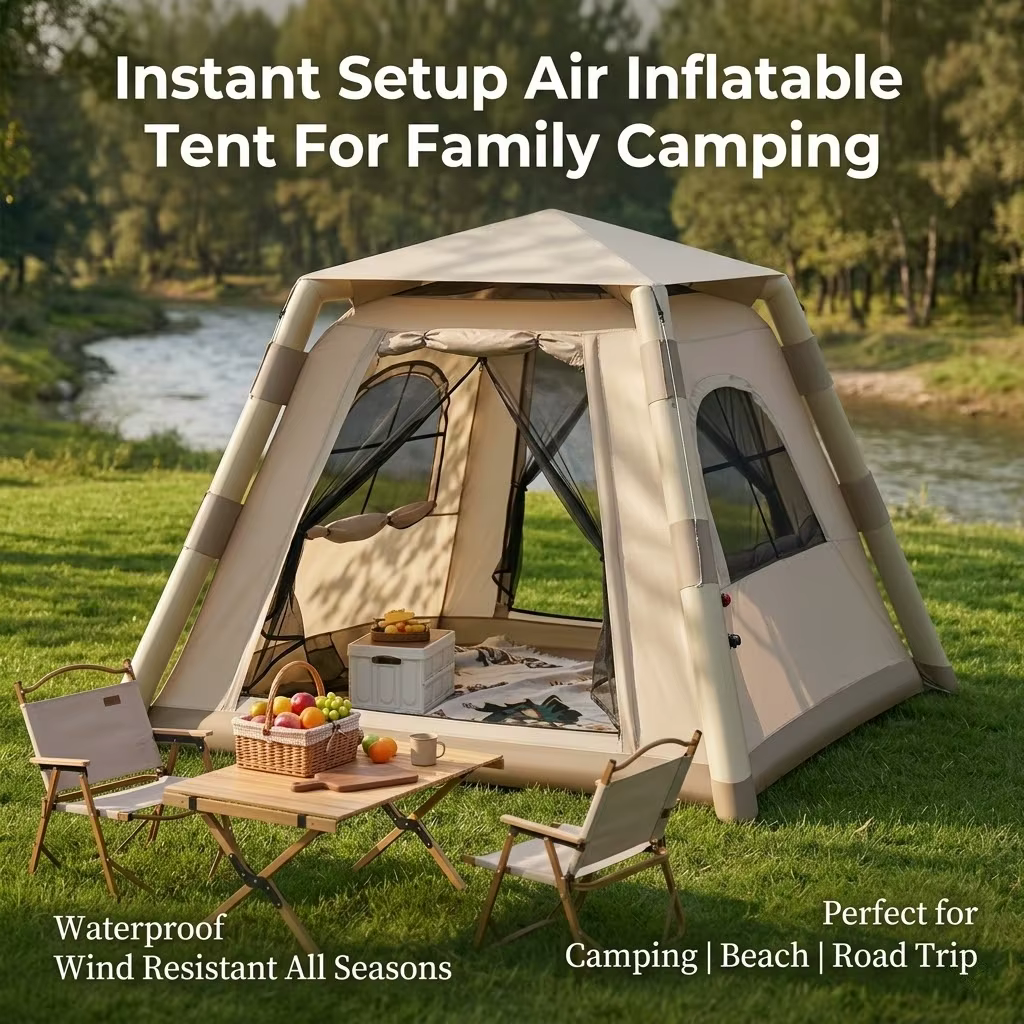 Tente de camping gonflable automatique pour 3-5 personnes