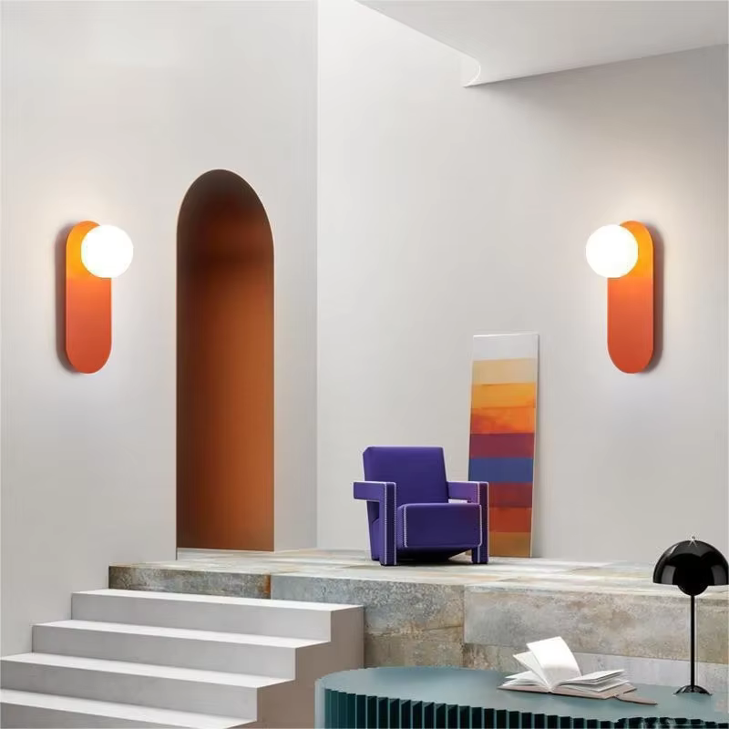 Applique Murale LED en Verre Orange au Design Nordique Minimaliste