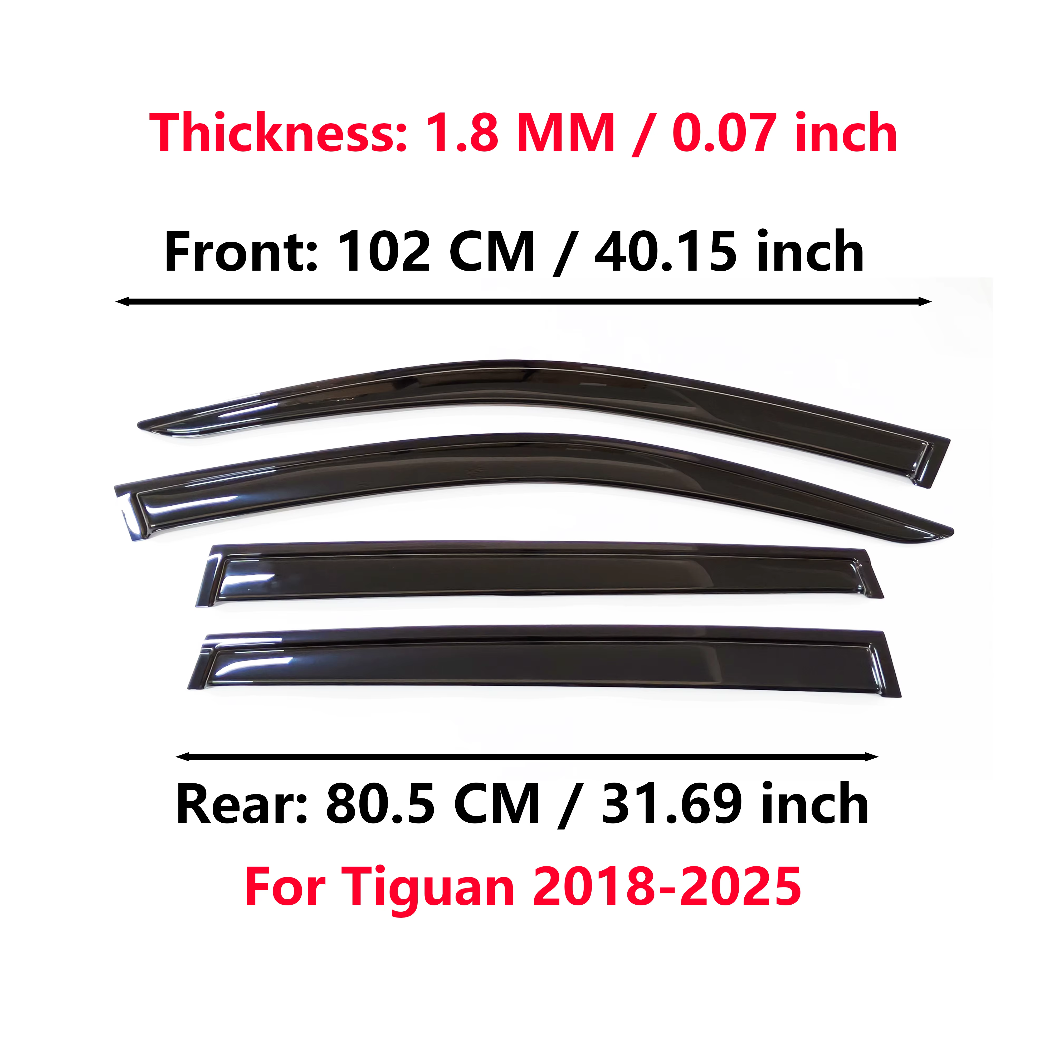 Pare-soleil pour Volkswagen Tiguan 2018-2025 | 4 déflecteurs de vent et de pluie | Accessoire pare-soleil pour voiture