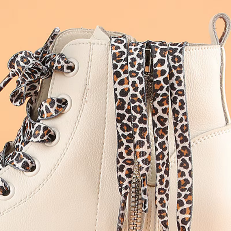 1 paire classique léopard Animal Patten impression lacet créatif unisexe baskets toile chaussure dentelle lacets plats chaussures cordes