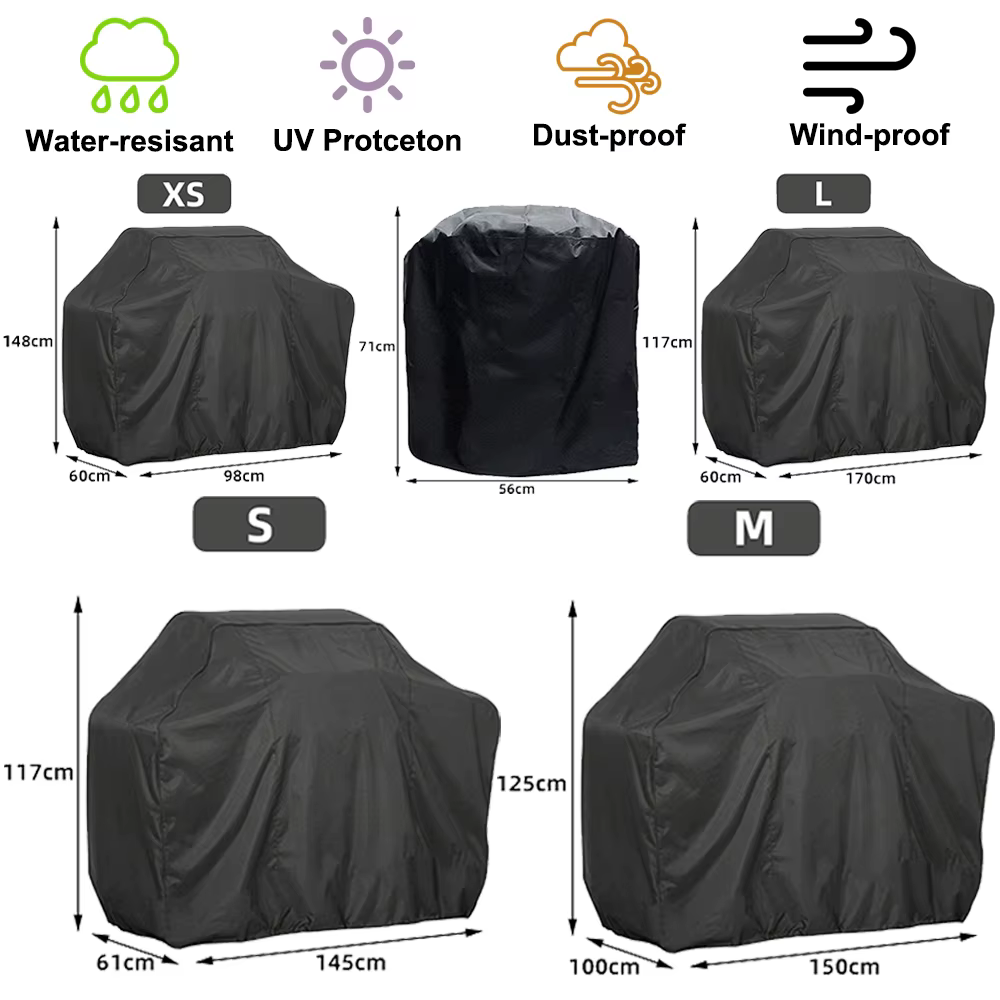 Housse de protection pour Barbecue d'extérieur, imperméable, robuste, Anti-soleil et pluie, pour Weber, ronde et rectangulaire, accessoires pour Barbecue