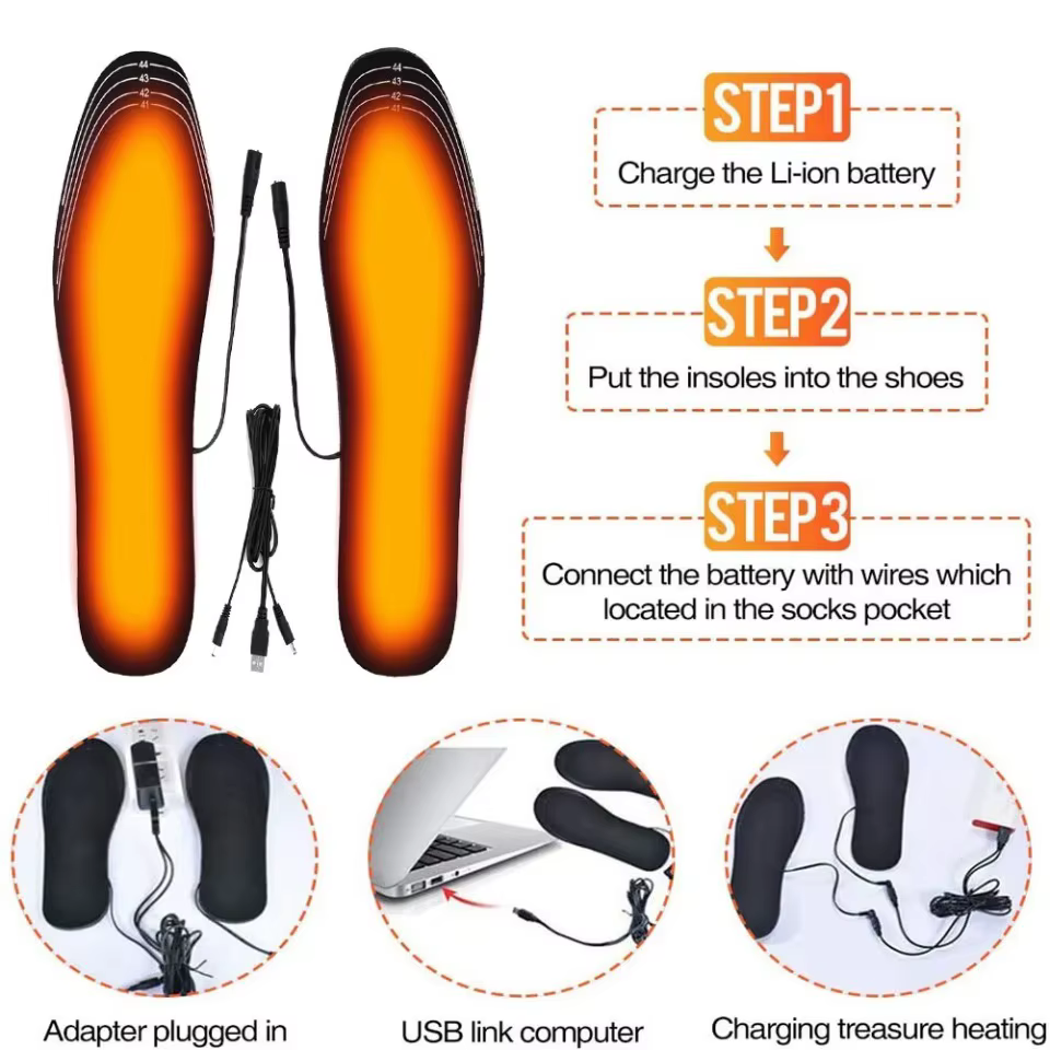 Semelles chauffantes rechargeables USB pour l'hiver