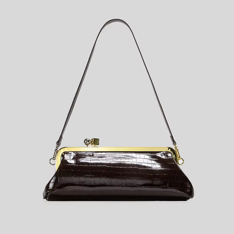 Pochette longue avec bandoulière amovible pour femmes, sac Baguette à la mode, sac à main de luxe à Clip de styliste pour dames