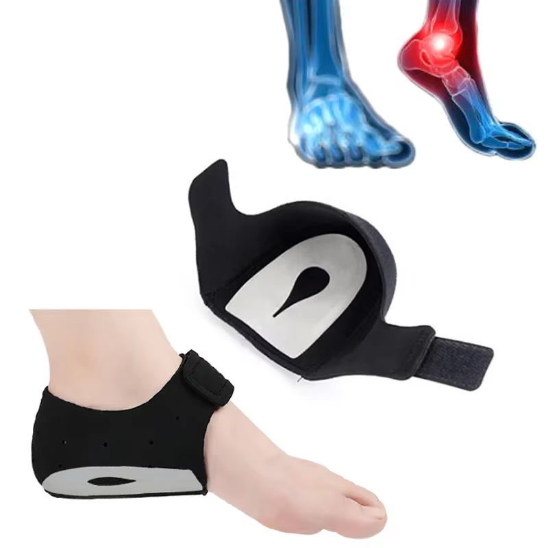 Protecteur de talon en Silicone pour éperons de fasciite plantaire, coussinets de chaussures à Absorption des chocs, bonnet en U, chaussettes demi-mètre, semelles intérieures pour soulager la douleur