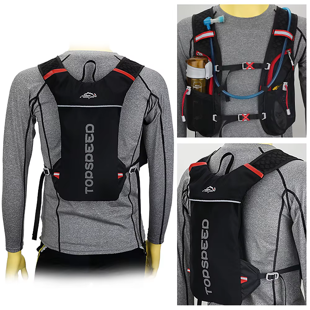 Sac à dos d'hydratation avec vessie d'eau de 2L, super léger et respirant, pour la course en plein air, le cyclisme et l'escalade