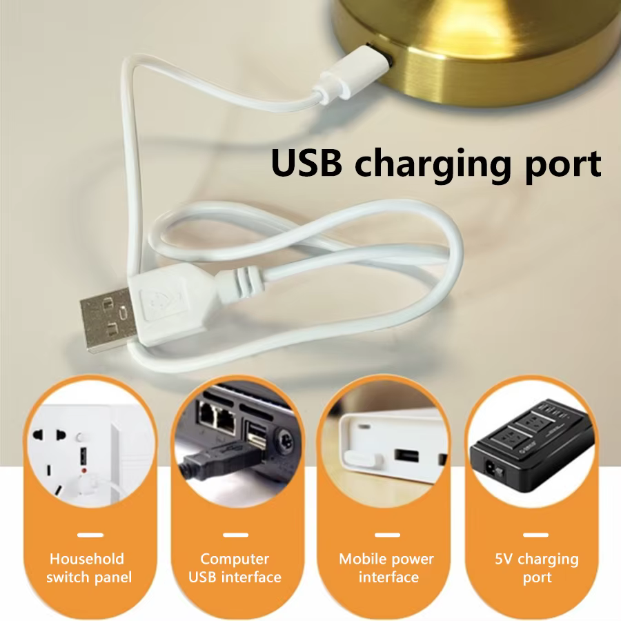 Lampe de Table Led Rechargeable rétro veilleuse bureau Bar café salle à manger décor à la maison sans fil 3 couleurs interrupteur tactile à intensité variable