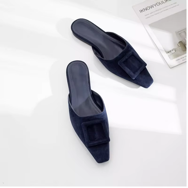 Mules à Boucle en Daim pour Femme, Chaussures de Style Basique, Pantoufles Naturelles, 50 Styles, Collection Automne 2025