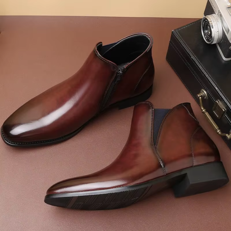 Bottes Chelsea pour hommes, bottes courtes de Style britannique, bottes montantes de luxe en cuir pour hommes d'affaires, bottes habillées Botas Hombre
