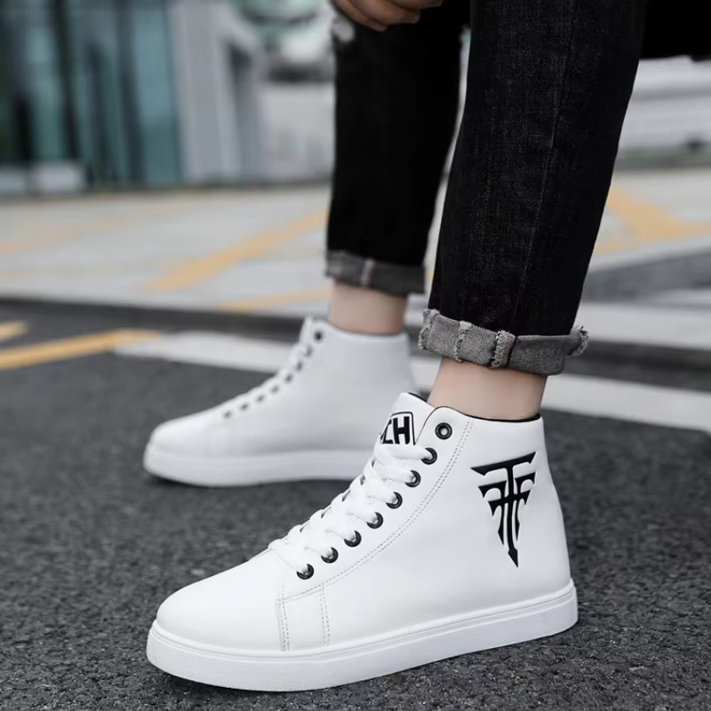 Baskets blanches haut hommes chaussures vulcanisées