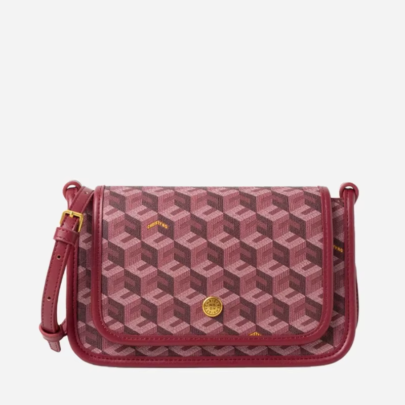 Sac messager de luxe à monogramme pour femme, imprimé géométrique, sac bandoulière en toile enduite 3D Cube, sac à bandoulière classique polyvalent et élégant