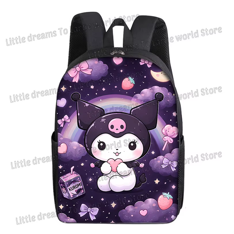 Sac à dos Kuromi Sanrio pour femmes, sac d'école pour étudiantes, sac à dos mignon de dessin animé, sac à dos d'anime, sac à dos imperméable de grande capacité, sacs à bandoulière