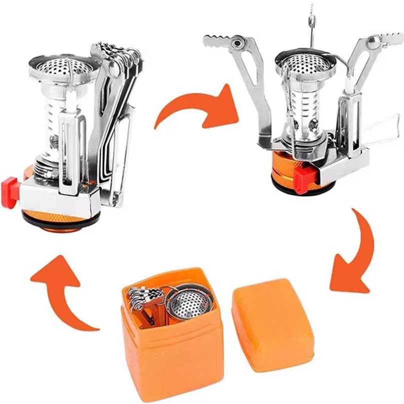 Réchaud à gaz portable pour camping, accessoires de camping, réchaud de pique-nique en alliage d'aluminium ultra-léger, four de survie pour extérieur