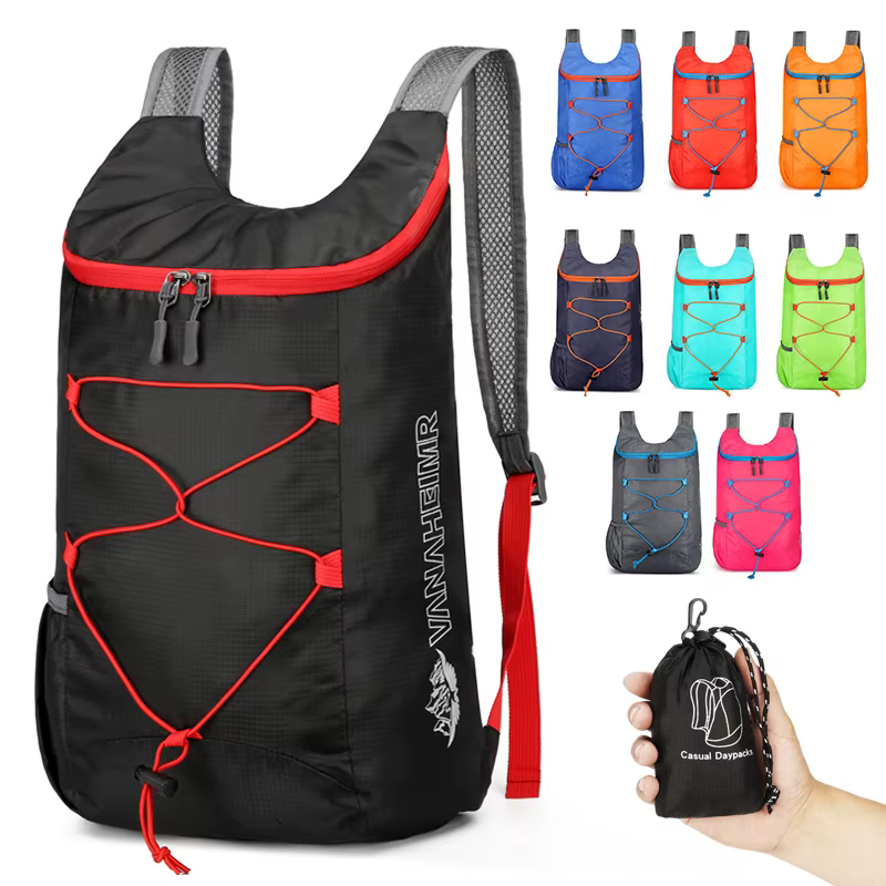 Sac à dos pliable en plein air, sac à dos de Camping de grande capacité, sac de jour anti-éclaboussures, sac de sport pour hommes et femmes, sac de voyage et de randonnée 20L