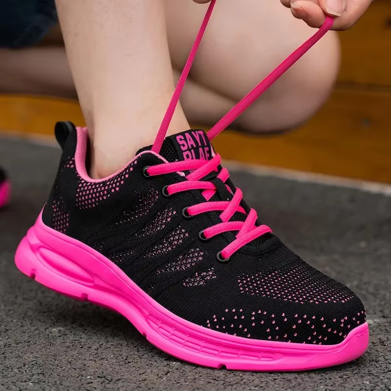 Nouvelles chaussures de travail roses femmes baskets de travail chaussures à bout en acier chaussures de sécurité Anti-écrasement Anti-crevaison homme femmes chaussures de protection